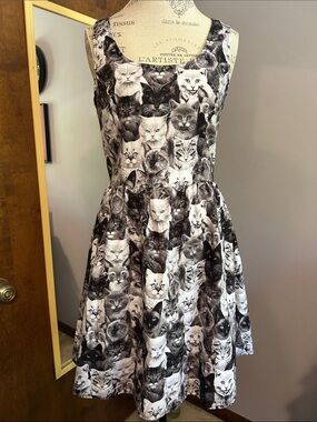 Rare Find! Retrolicious Black & White Cat Dress